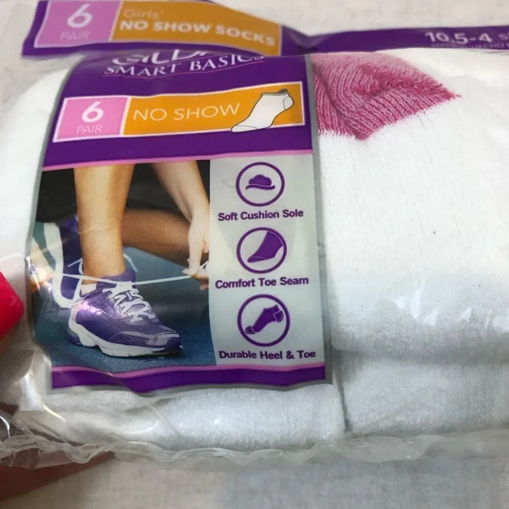 Pack of Brand New Gildan Girls No Show‎ Socks 6Pair